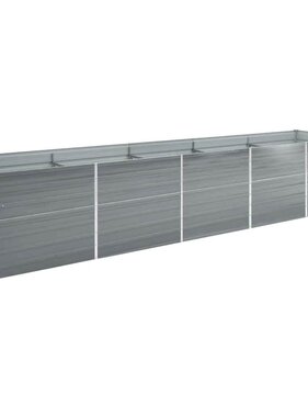 VidaXL Plantenbak verhoogd 400x80x77 cm gegalvaniseerd staal grijs