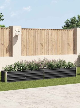 VidaXL Plantenbak verhoogd 320x40x45 cm gegalvaniseerd staal antraciet