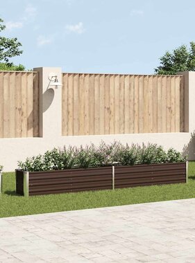 VidaXL Plantenbak verhoogd 320x40x45 cm gegalvaniseerd staal bruin