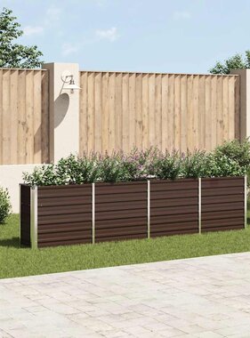 VidaXL Plantenbak verhoogd 320x40x77 cm gegalvaniseerd staal bruin
