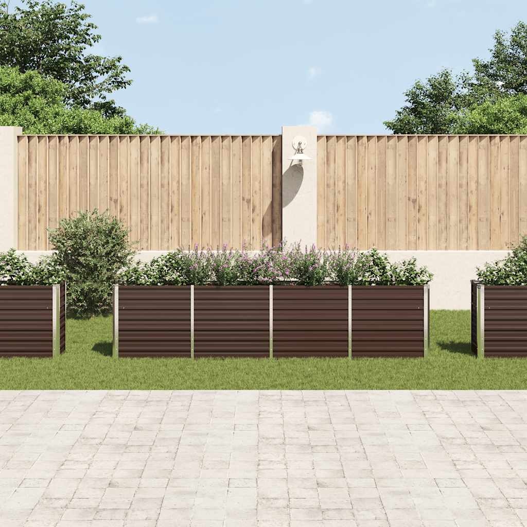 VidaXL Plantenbak verhoogd 320x40x77 cm gegalvaniseerd staal bruin