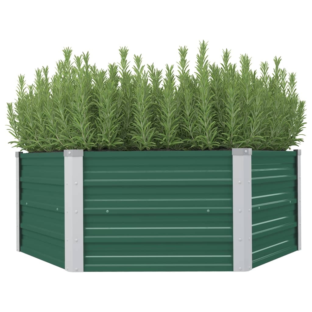 VidaXL Plantenbak verhoogd 129x129x46 cm gegalvaniseerd staal groen