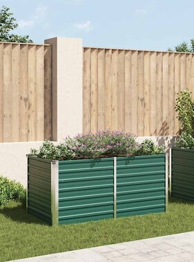 VidaXL Plantenbak verhoogd 160x80x77 cm gegalvaniseerd staal groen
