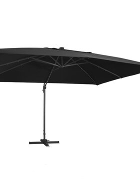 VidaXL Zweefparasol met LED-verlichting en paal 400x300 cm zwart