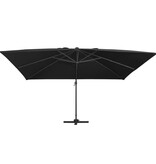 VidaXL Zweefparasol met LED-verlichting en paal 400x300 cm zwart