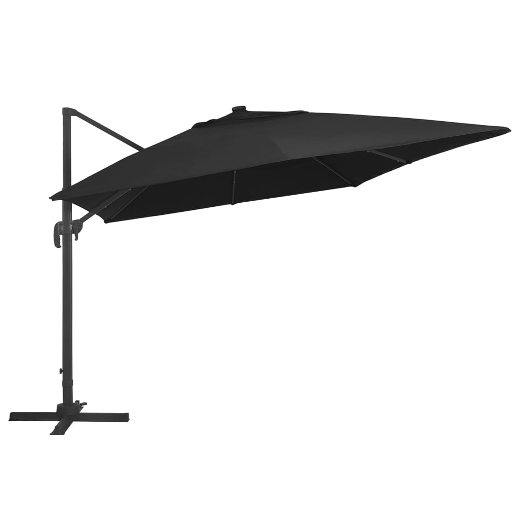 VidaXL Zweefparasol met LED-verlichting en paal 400x300 cm zwart
