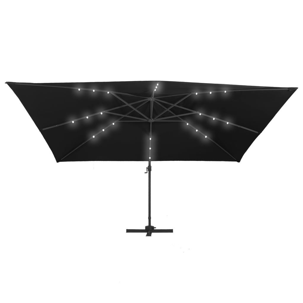 VidaXL Zweefparasol met LED-verlichting en paal 400x300 cm zwart