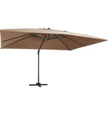 VidaXL Zweefparasol met LED en aluminium paal 400x300 cm taupe