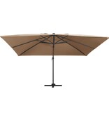 VidaXL Zweefparasol met LED en aluminium paal 400x300 cm taupe