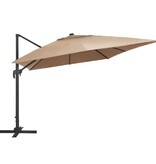 VidaXL Zweefparasol met LED en aluminium paal 400x300 cm taupe