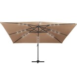 VidaXL Zweefparasol met LED en aluminium paal 400x300 cm taupe