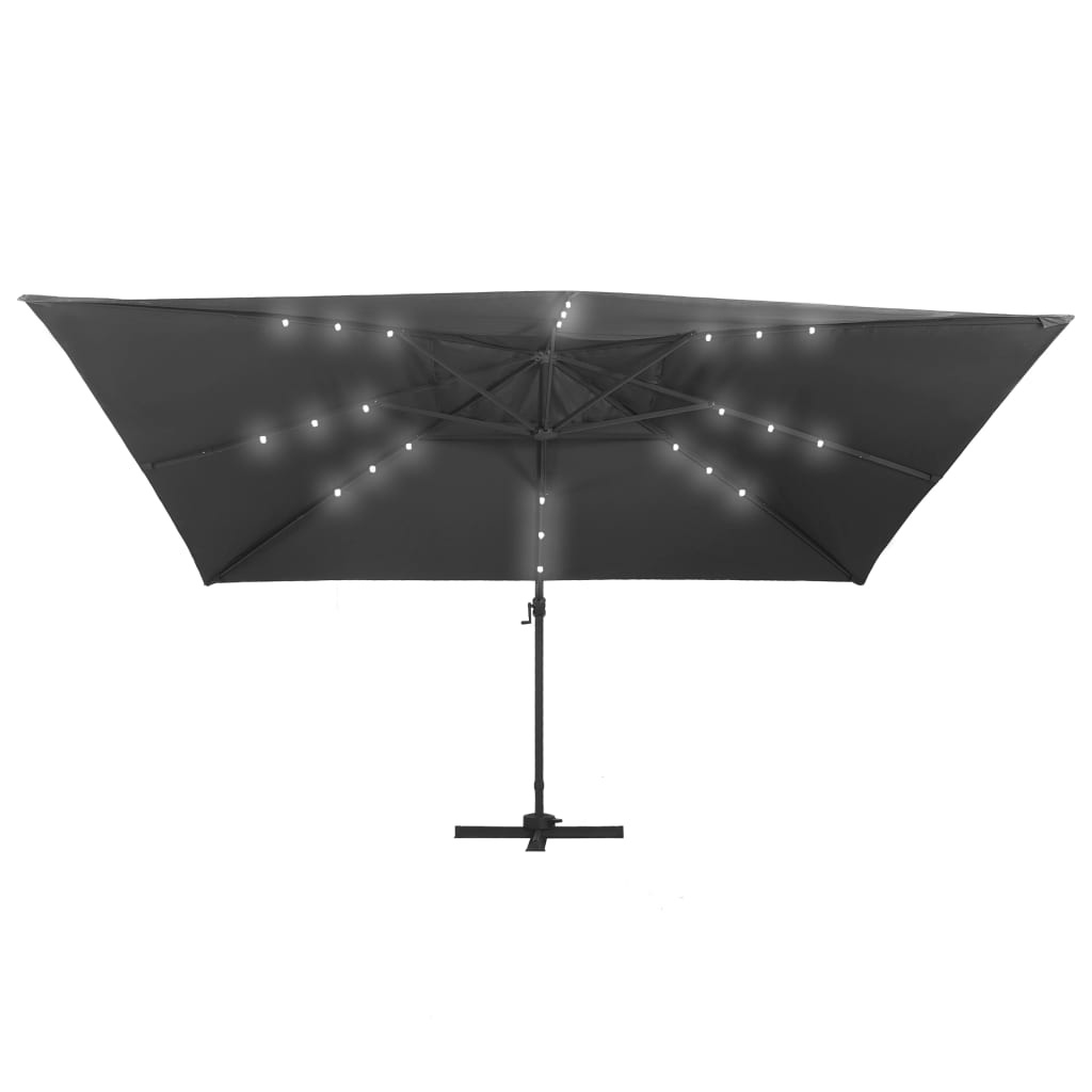VidaXL Zweefparasol met LED en aluminium paal 400x300 cm antraciet