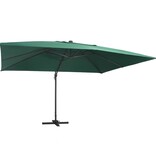VidaXL Zweefparasol met LED en aluminium paal 400x300 cm groen