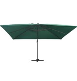 VidaXL Zweefparasol met LED en aluminium paal 400x300 cm groen