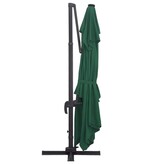 VidaXL Zweefparasol met LED en aluminium paal 400x300 cm groen