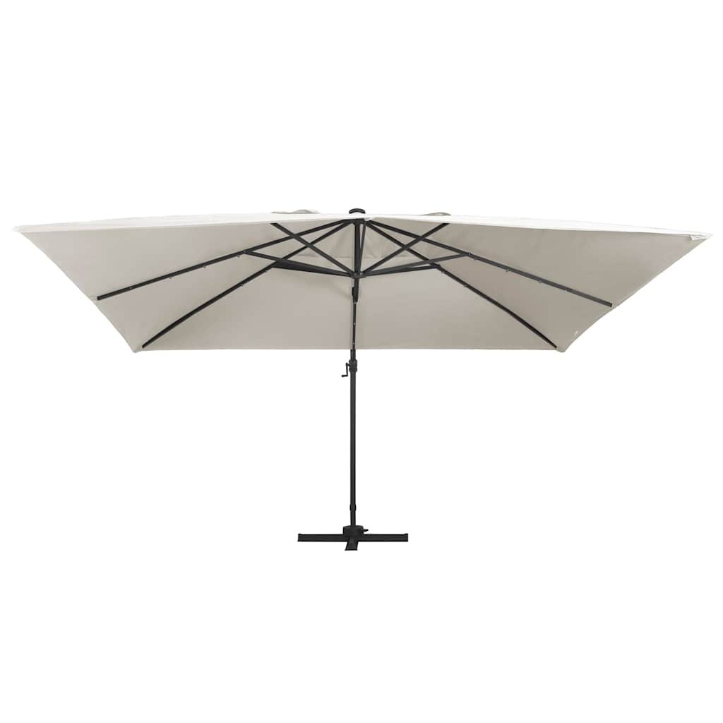 VidaXL Zweefparasol met LED en aluminium paal 400x300 cm zandkleurig