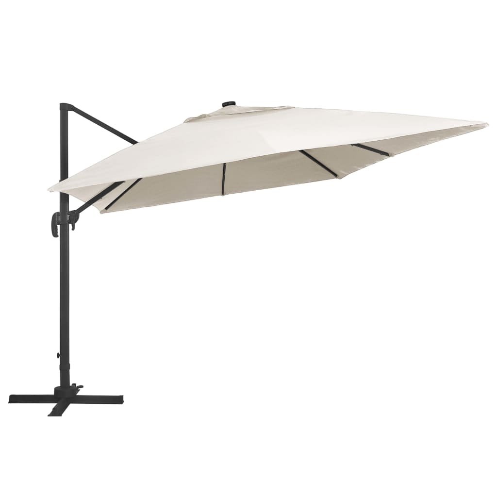 VidaXL Zweefparasol met LED en aluminium paal 400x300 cm zandkleurig