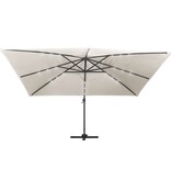 VidaXL Zweefparasol met LED en aluminium paal 400x300 cm zandkleurig