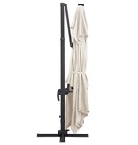VidaXL Zweefparasol met LED en aluminium paal 400x300 cm zandkleurig