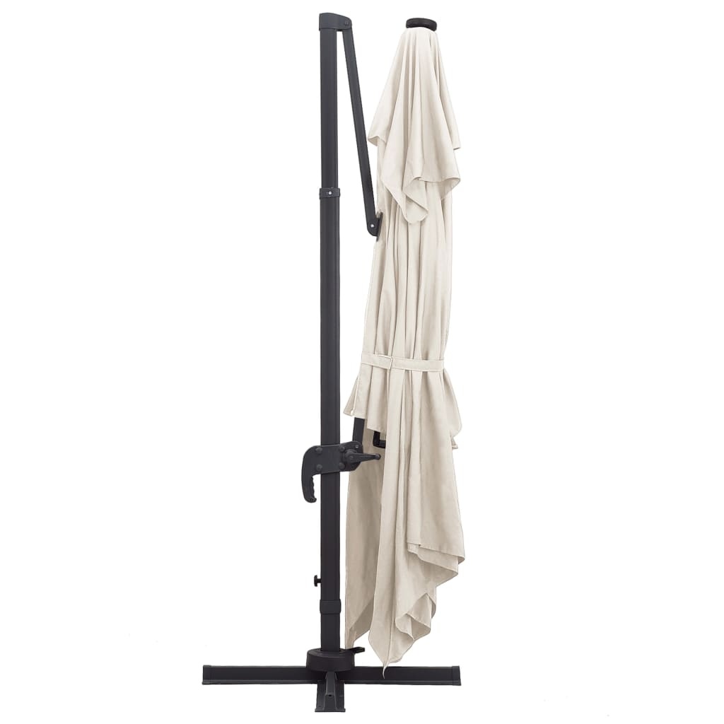 VidaXL Zweefparasol met LED en aluminium paal 400x300 cm zandkleurig