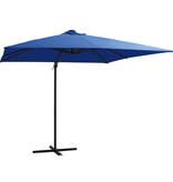 VidaXL Zweefparasol met LED en stalen paal 250x250 cm azuurblauw