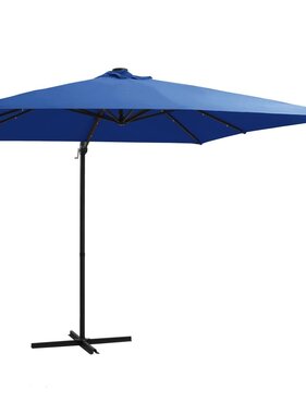 VidaXL Zweefparasol met LED en stalen paal 250x250 cm azuurblauw