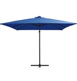 VidaXL Zweefparasol met LED en stalen paal 250x250 cm azuurblauw