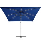 VidaXL Zweefparasol met LED en stalen paal 250x250 cm azuurblauw