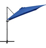VidaXL Zweefparasol met LED en stalen paal 250x250 cm azuurblauw