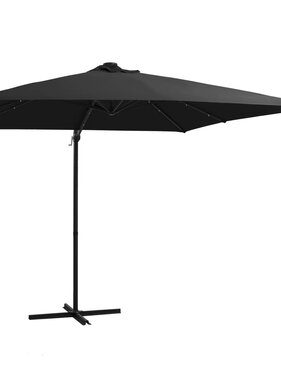 VidaXL Zweefparasol met LED en stalen paal 250x250 cm zwart