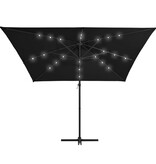 VidaXL Zweefparasol met LED en stalen paal 250x250 cm zwart