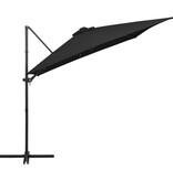 VidaXL Zweefparasol met LED en stalen paal 250x250 cm zwart