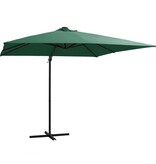VidaXL Zweefparasol met LED en stalen paal 250x250 cm groen