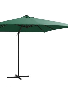 VidaXL Zweefparasol met LED en stalen paal 250x250 cm groen