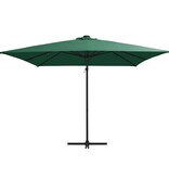 VidaXL Zweefparasol met LED en stalen paal 250x250 cm groen