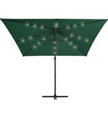 VidaXL Zweefparasol met LED en stalen paal 250x250 cm groen
