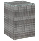 VidaXL 3-delige Bijzettafelset met glazen blad poly rattan grijs