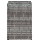 VidaXL 3-delige Bijzettafelset met glazen blad poly rattan grijs