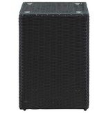VidaXL 3-delige Bijzettafelset met glazen blad poly rattan zwart