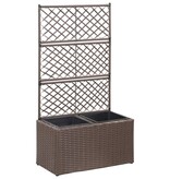 VidaXL Latwerkplantenbak verhoogd met potten 58x30x107 cm rattan bruin