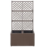 VidaXL Latwerkplantenbak verhoogd met potten 58x30x107 cm rattan bruin