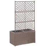 VidaXL Latwerkplantenbak verhoogd met potten 58x30x107 cm rattan bruin
