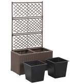 VidaXL Latwerkplantenbak verhoogd met potten 58x30x107 cm rattan bruin