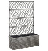VidaXL Latwerkplantenbak verhoogd met potten 83x30x130 cm rattan grijs