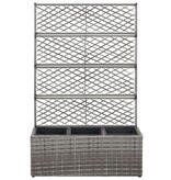 VidaXL Latwerkplantenbak verhoogd met potten 83x30x130 cm rattan grijs