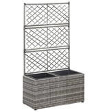 VidaXL Latwerkplantenbak verhoogd met potten 58x30x107 cm rattan grijs