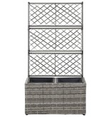 VidaXL Latwerkplantenbak verhoogd met potten 58x30x107 cm rattan grijs