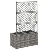 VidaXL Latwerkplantenbak verhoogd met potten 58x30x107 cm rattan grijs