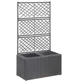 VidaXL Latwerkplantenbak verhoogd met potten 58x30x107 cm rattan zwart