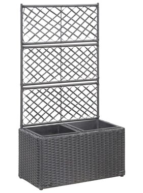 VidaXL Latwerkplantenbak verhoogd met potten 58x30x107 cm rattan zwart